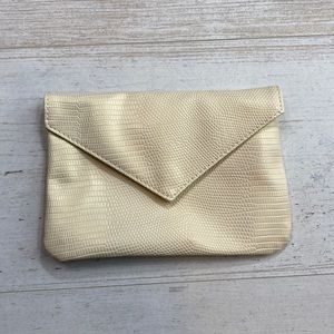 SALE Ipsy Metallic Cream Snakeskin and Lime Green Makeup Bag